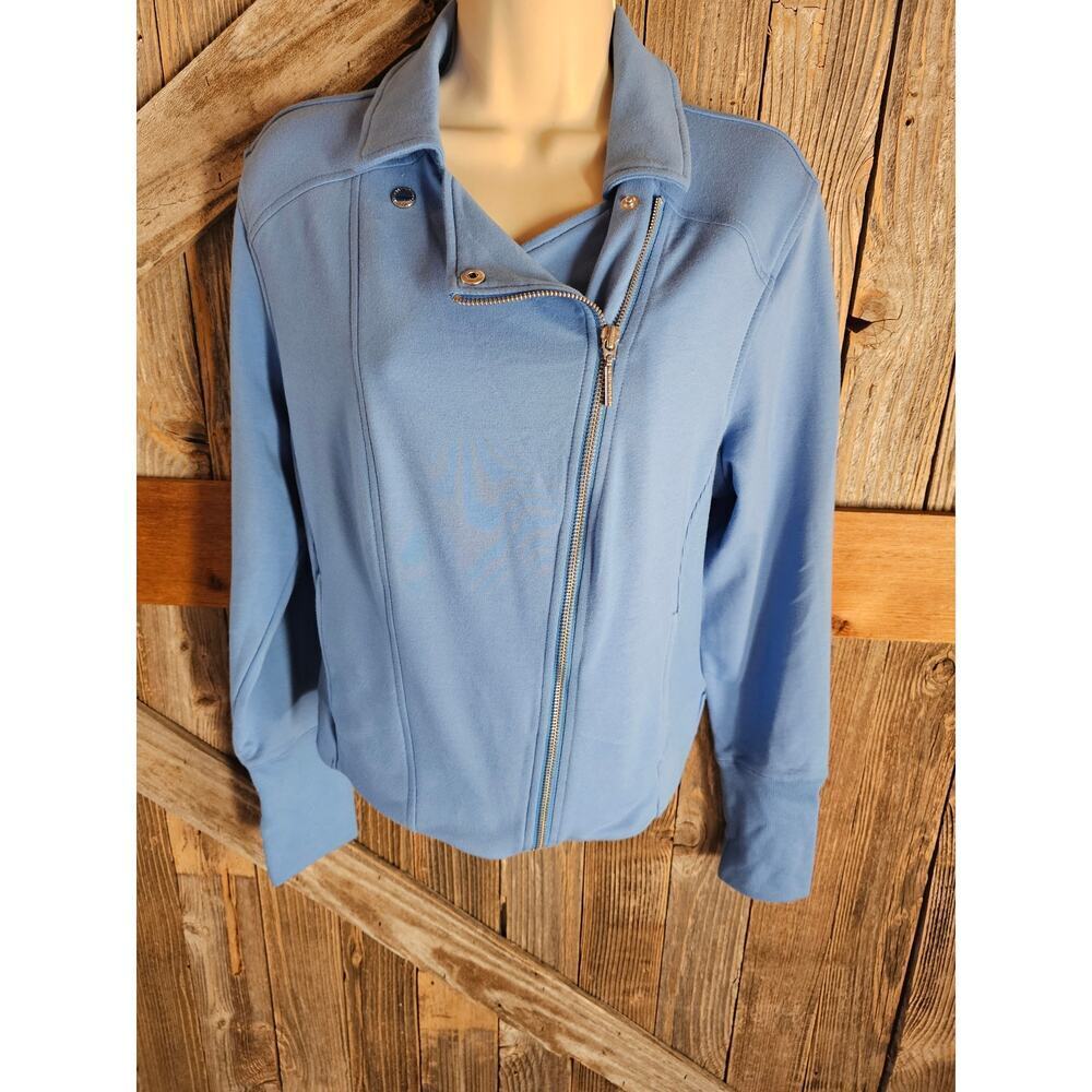 H by Halston size 14 blue full zip jacket stretch active warm stretch Layered